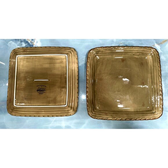 Artimino Tuscan Countryside Sage Stoneware Square 2 Plates Set - Picture 4 of 8